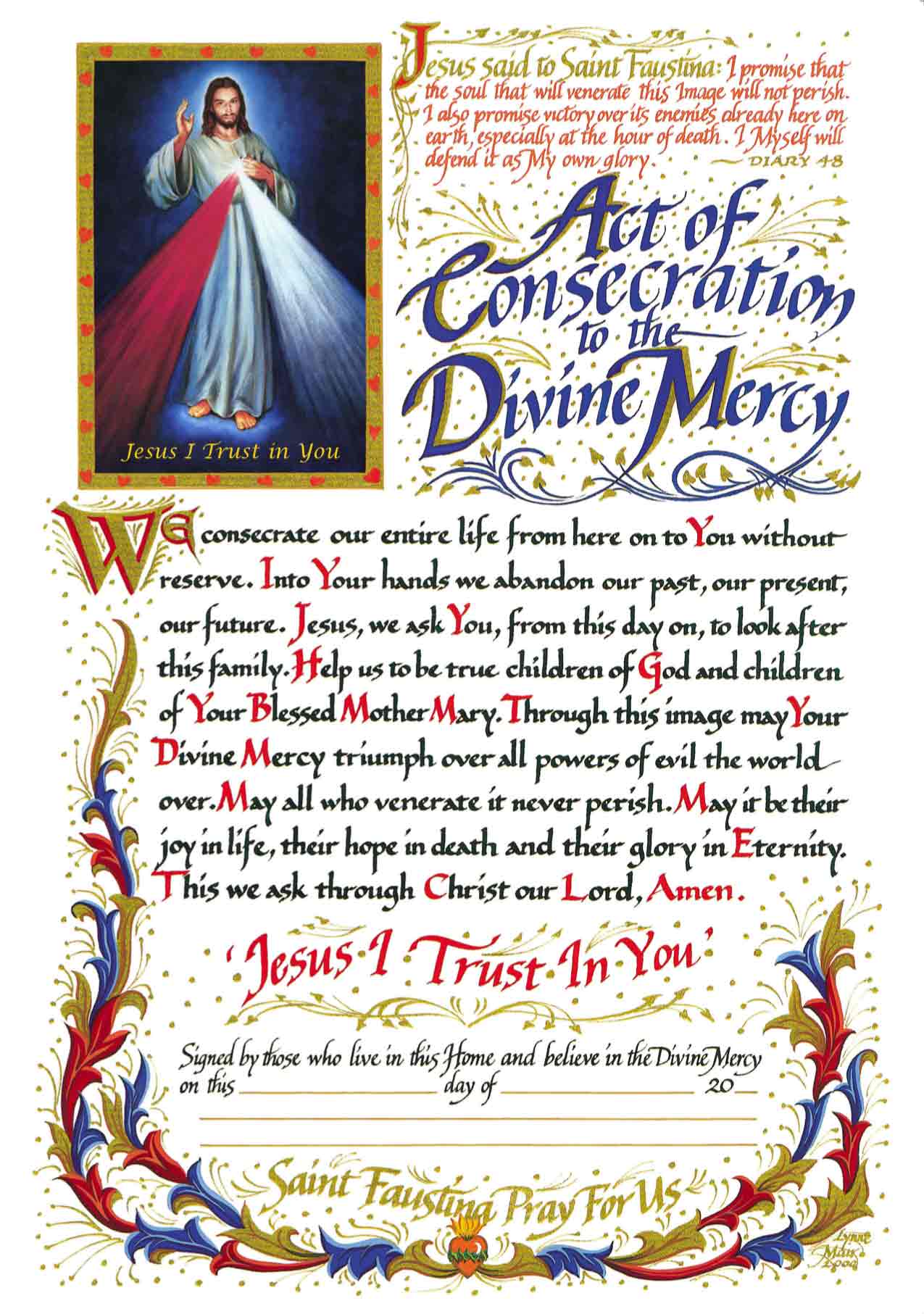 Act of Consecration to the Divine Mercy Certificate (Blue)