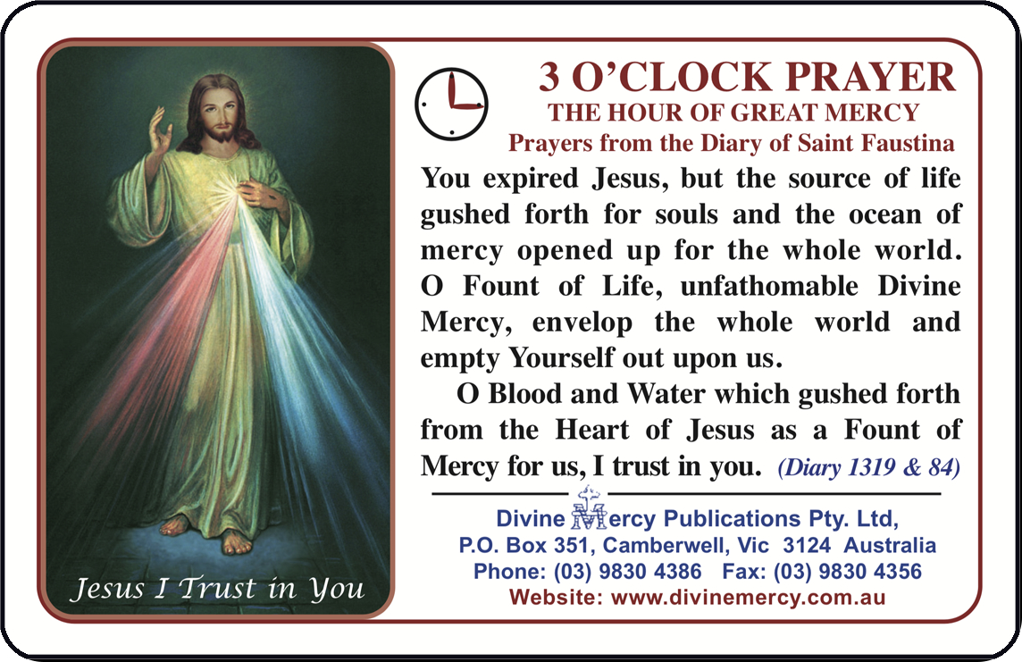 3 O'Clock Prayer Card (Green)