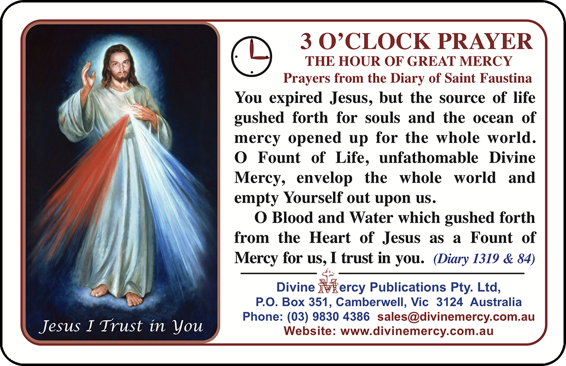 3 O'Clock Prayer Card (White)