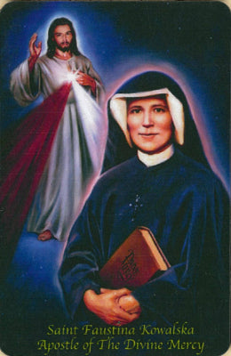 Divine Mercy and Saint Faustina Prayer Card