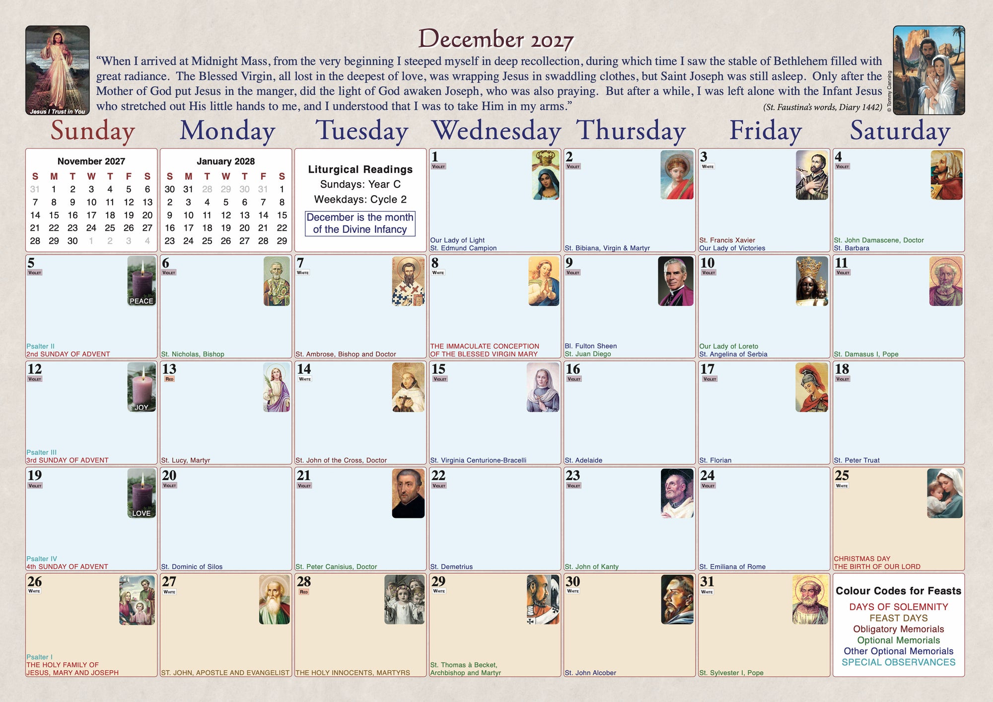 2027 Divine Mercy Calendar (Large Edition-Spiral Bound)
