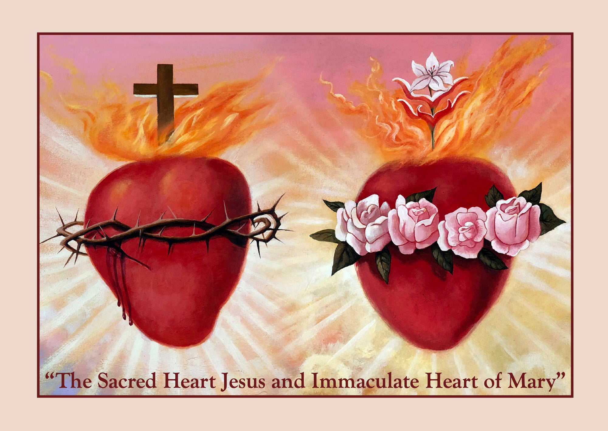 Blank Greeting Card: Sacred Heart Immaculate Heart