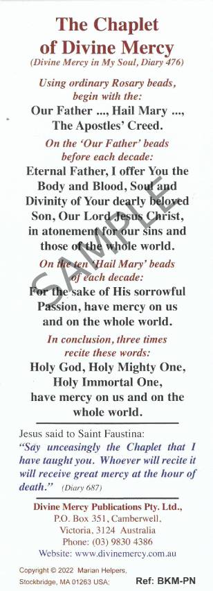 The Chaplet of Divine Mercy Bookmark