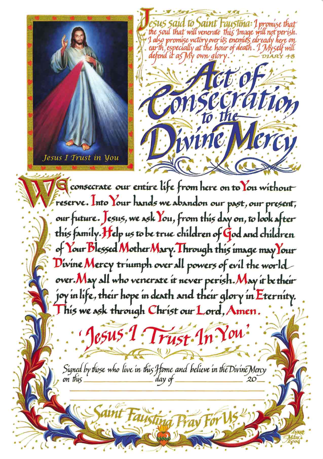 Consercration Example Act of Consecration to the Divine Mercy Certificate (Blue) - Divine ...