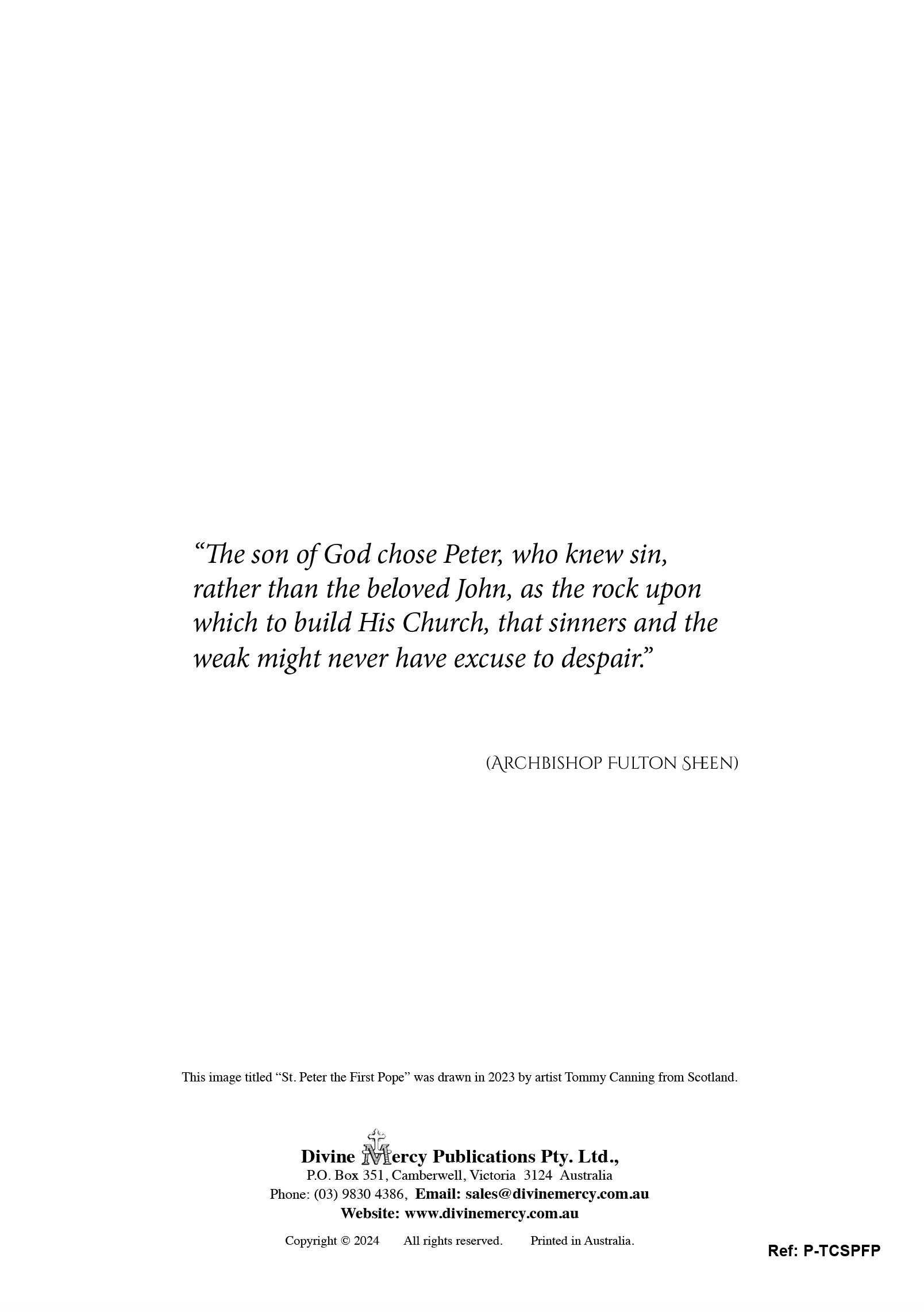 Picture: St. Peter the First Pope by Tommy Canning