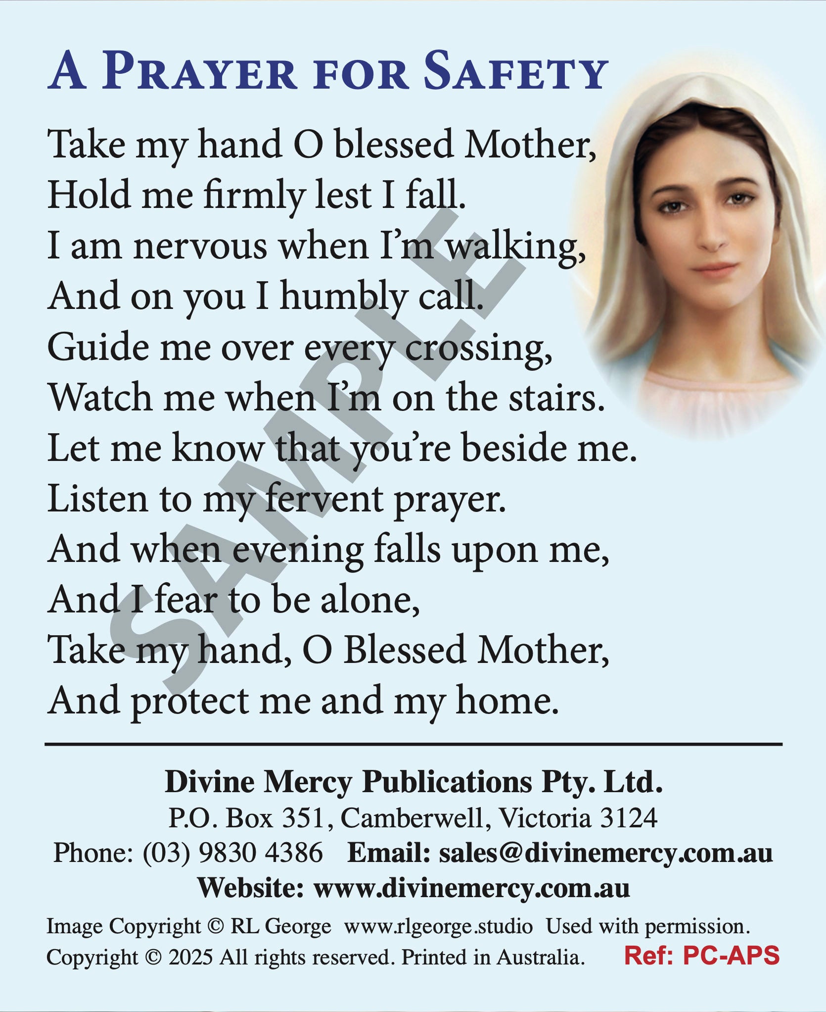 Prayercard: A Prayer for Safety