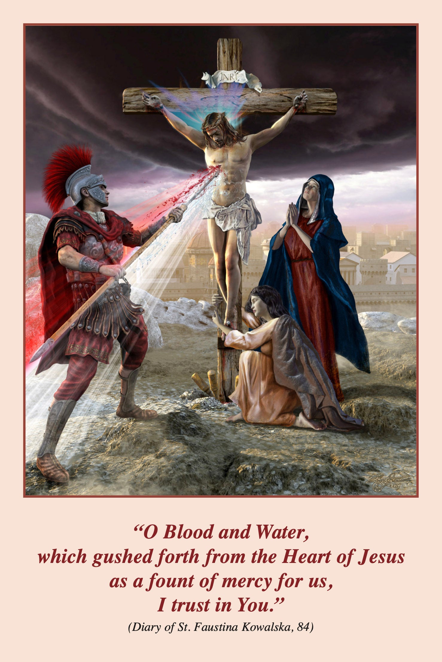 Prayercard: 3 O'Clock Prayer Card with Divine Mercy Cross