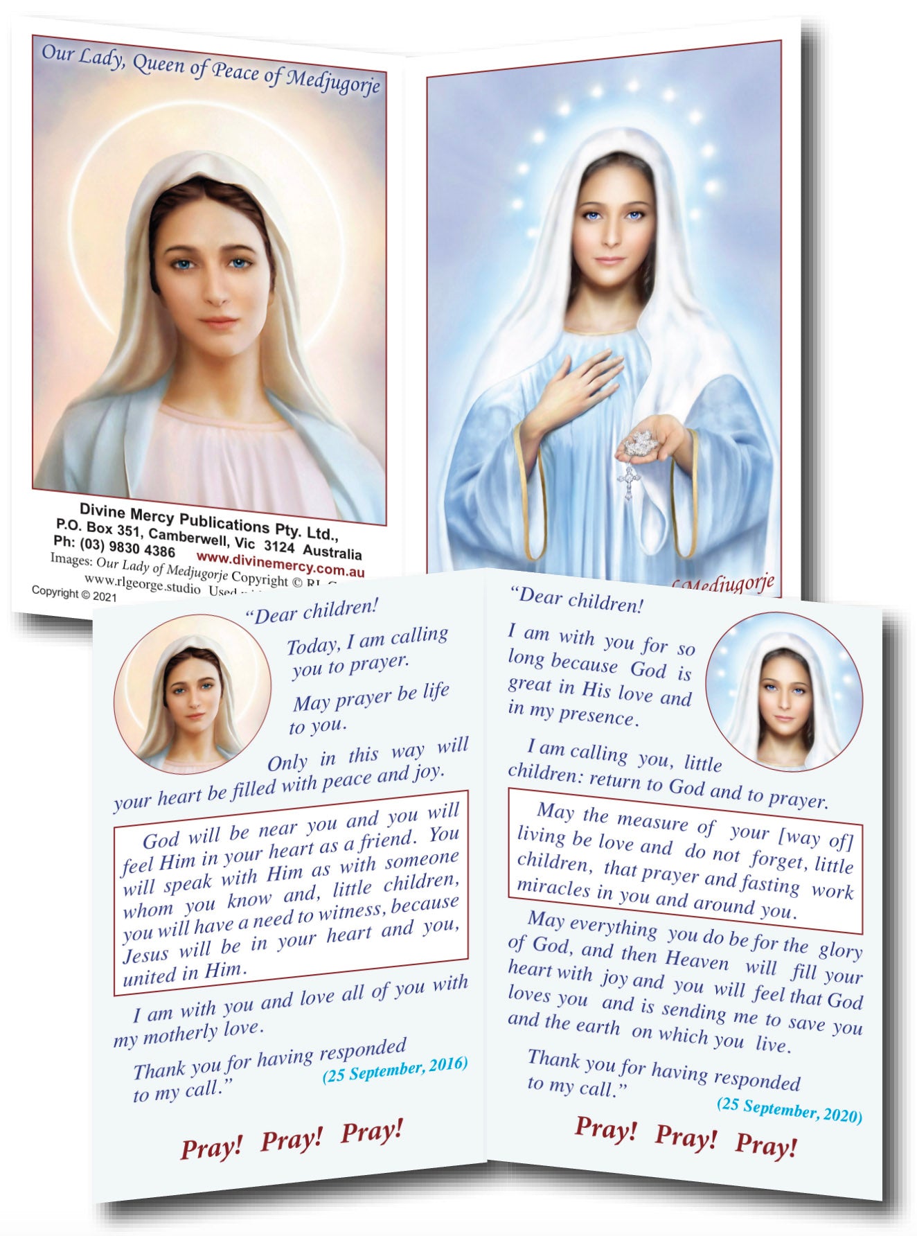 Our Lady Queen of Peace of Medjugorje Folded Prayer Card