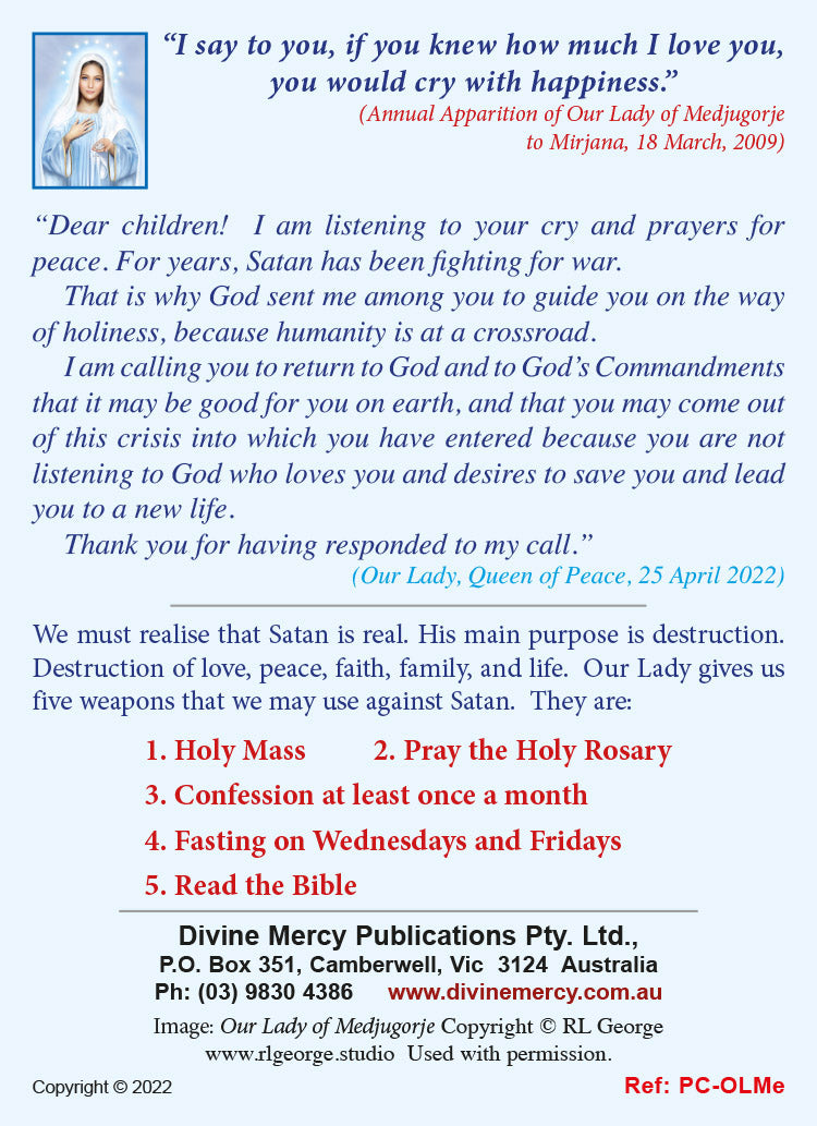 Our Lady of Medjugorje Card (e)