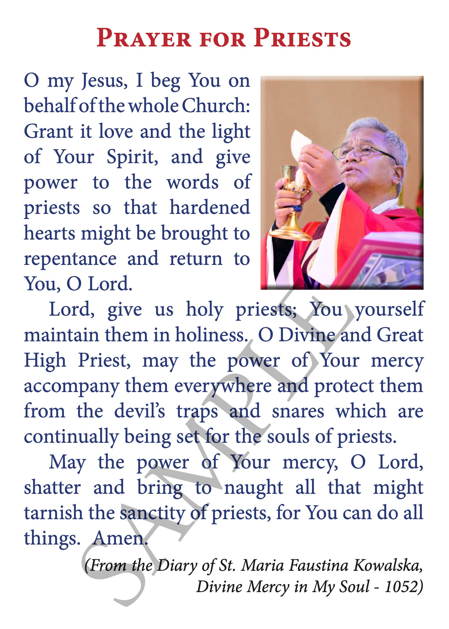 Prayercard: Prayer for Priests (folding card)