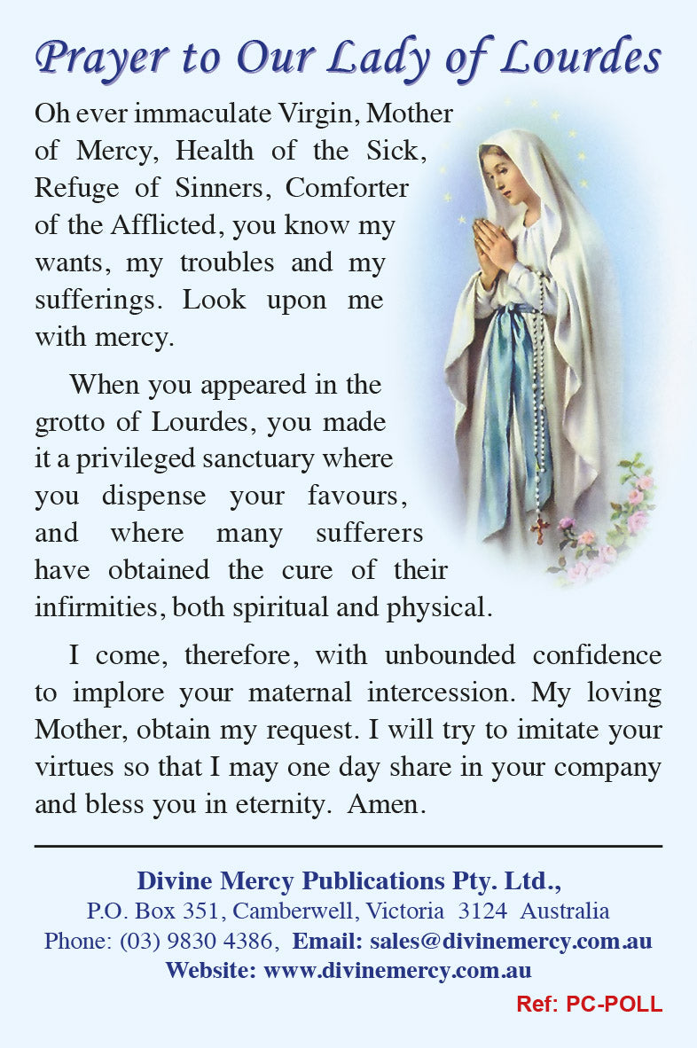 Prayer To Our Lady Of Lourdes Divine Mercy Publications Pty Ltd