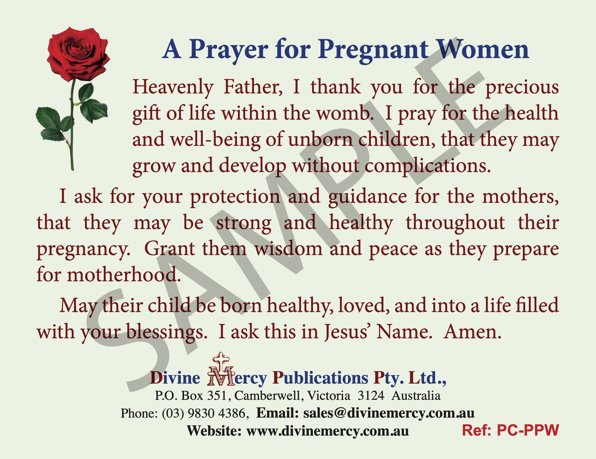 Prayercard: A Prayer for Pregnant Women
