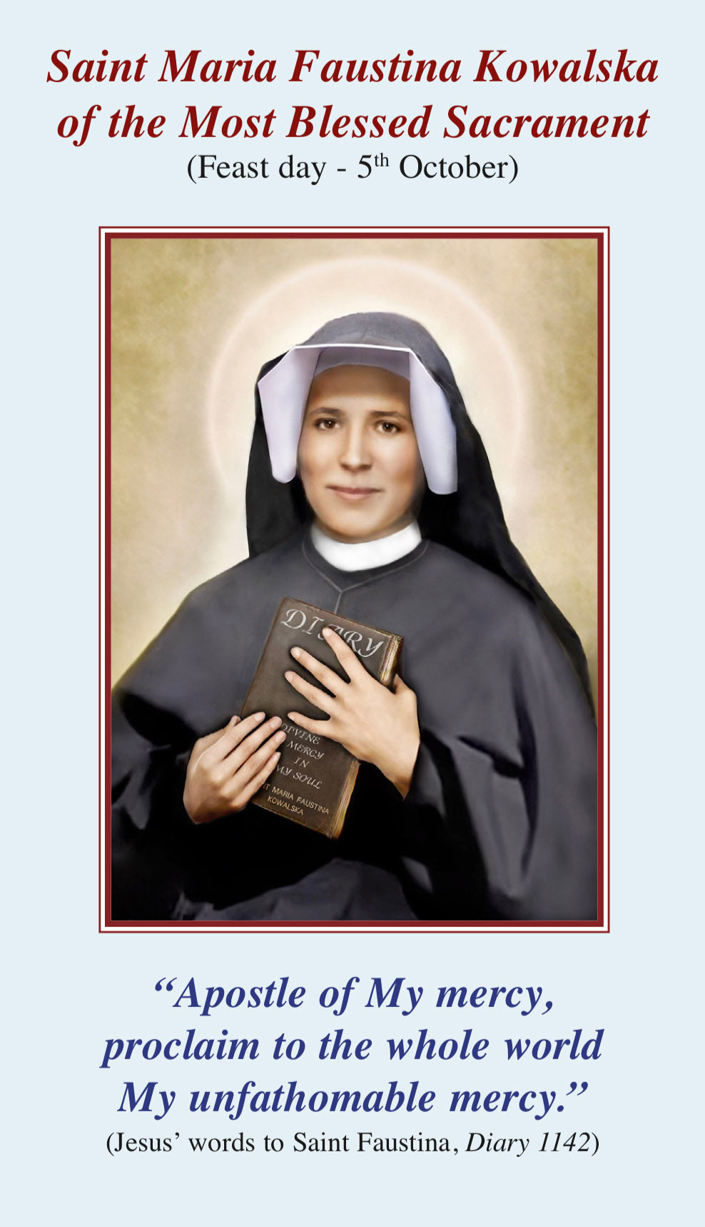 Saint Faustina Kowalska of the Most Blessed Sacrament (Folding card)