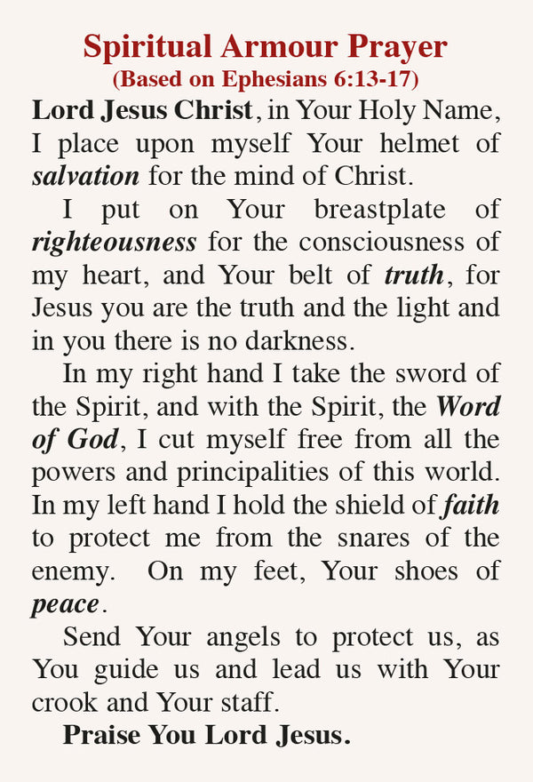 The St. Michael Prayer and the Spiritual Armour Prayer - Divine Mercy ...