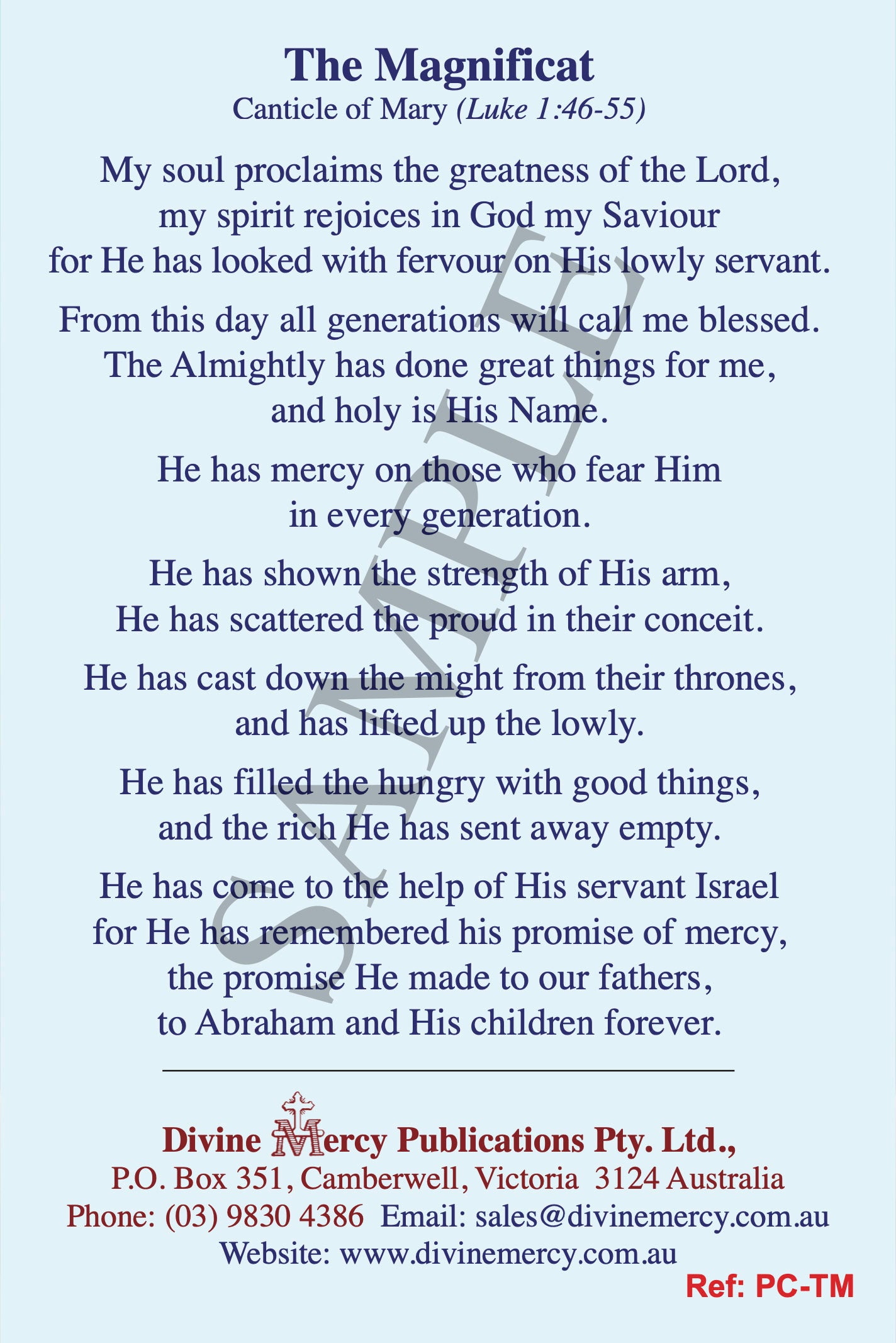 Prayercard: The Magnificat
