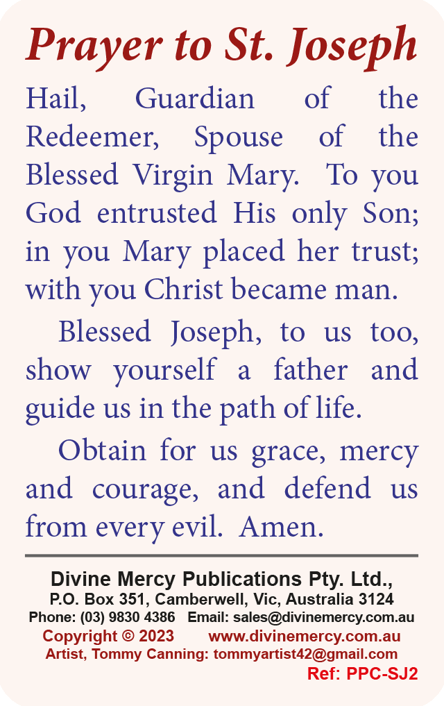 Prayer to St. Joseph - The Holy Family Our Protection Plastic Card