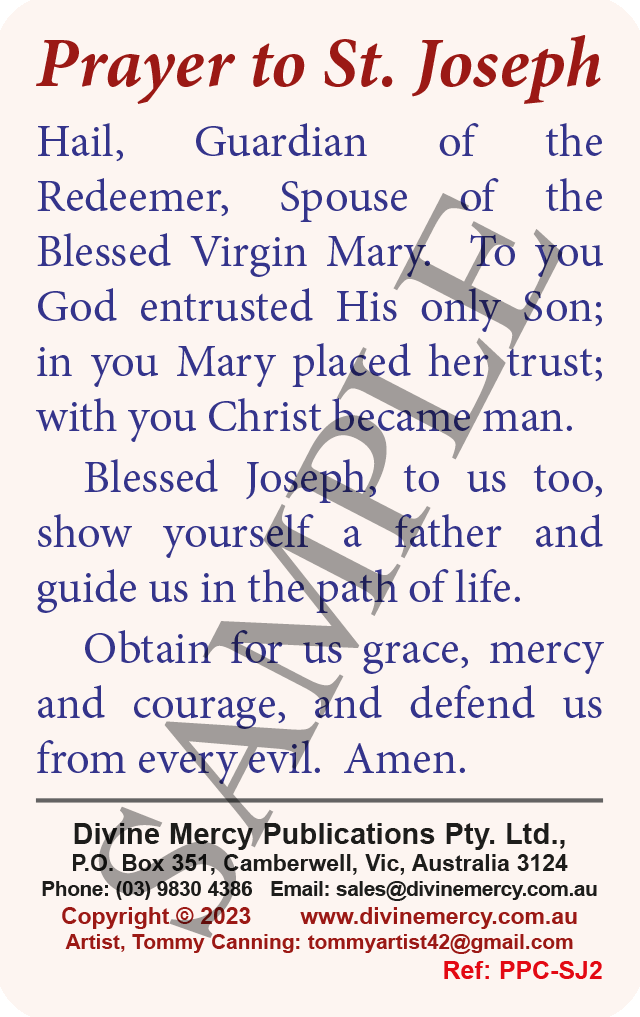 Prayer to St. Joseph - The Holy Family Our Protection Plastic Card