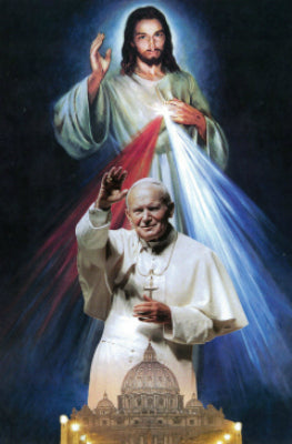 Saint John Paul II and Divine Mercy Prayer Card